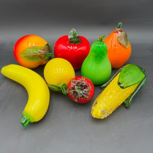 Vintage Murano Style Hand Blown Glass Fruits Blown Glass Art Retro Kitchen Decor - Picture 5 of 6